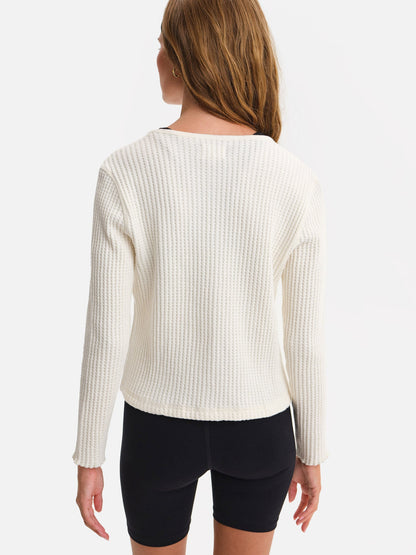 Organic Waffle Crew Cardigan