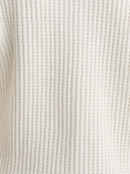 Organic Waffle Crew Cardigan