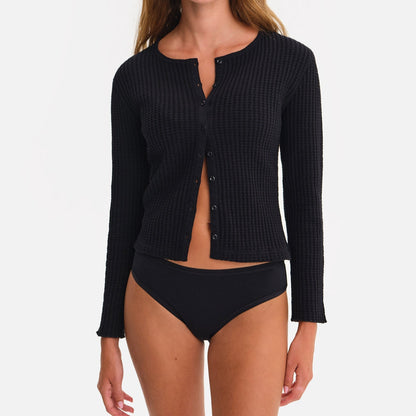 Organic Waffle Crew Cardigan