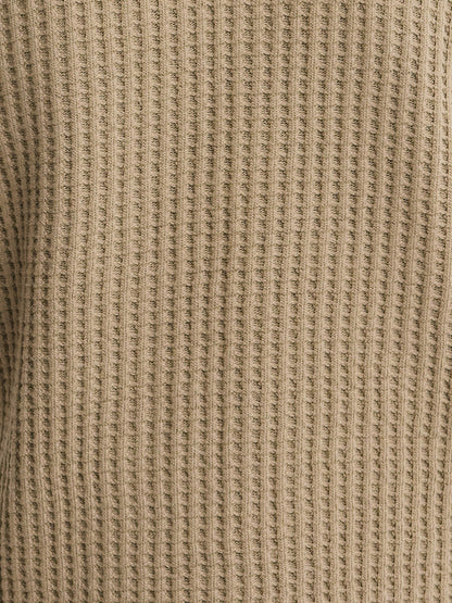 Organic Waffle Crew Cardigan