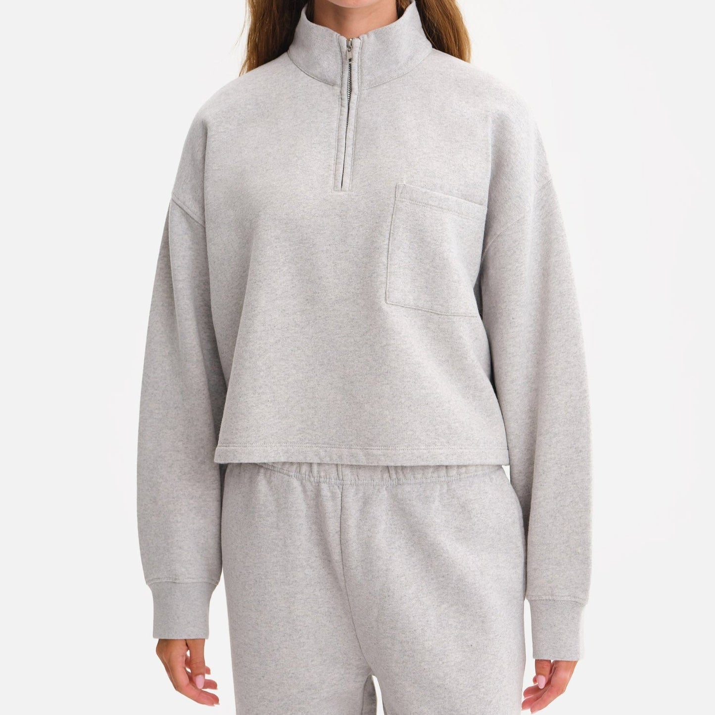 Organic Fleece Cropped Half-Zip Sweatshirt
