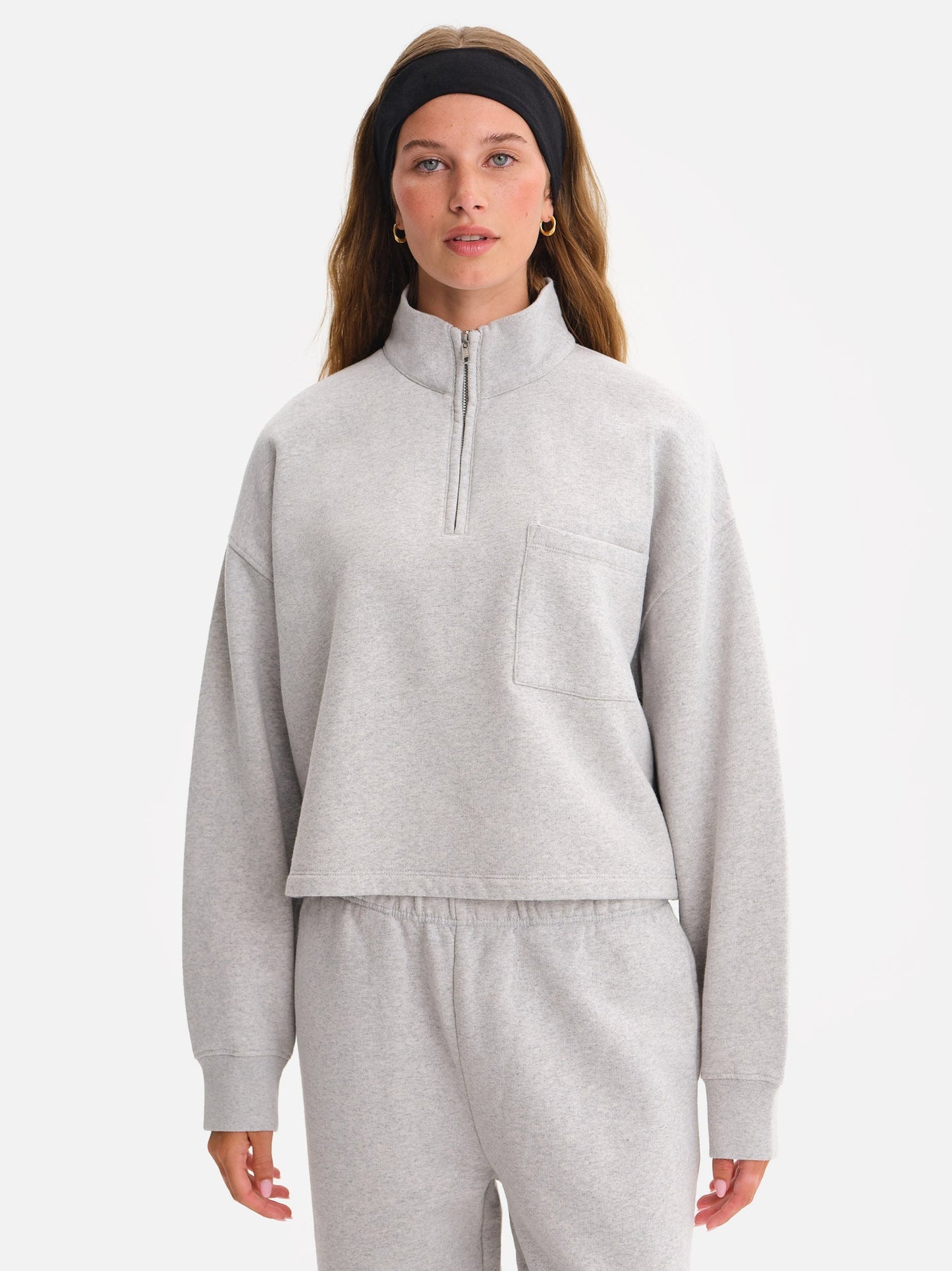 Organic Fleece Cropped Half-Zip Sweatshirt