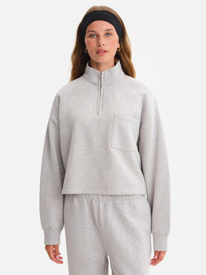 Organic Fleece Cropped Half-Zip Sweatshirt