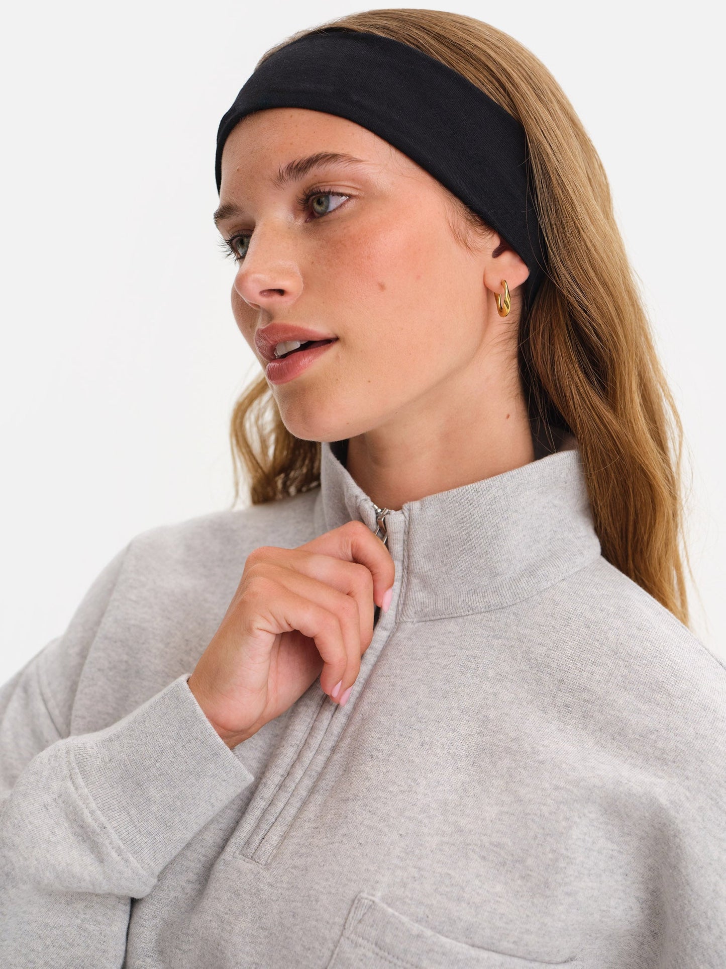 Organic Fleece Cropped Half-Zip Sweatshirt