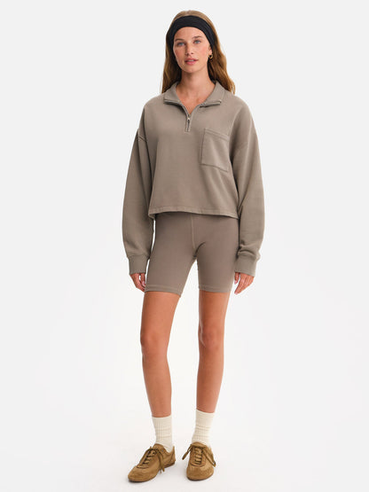 Organic Fleece Cropped Half-Zip Sweatshirt