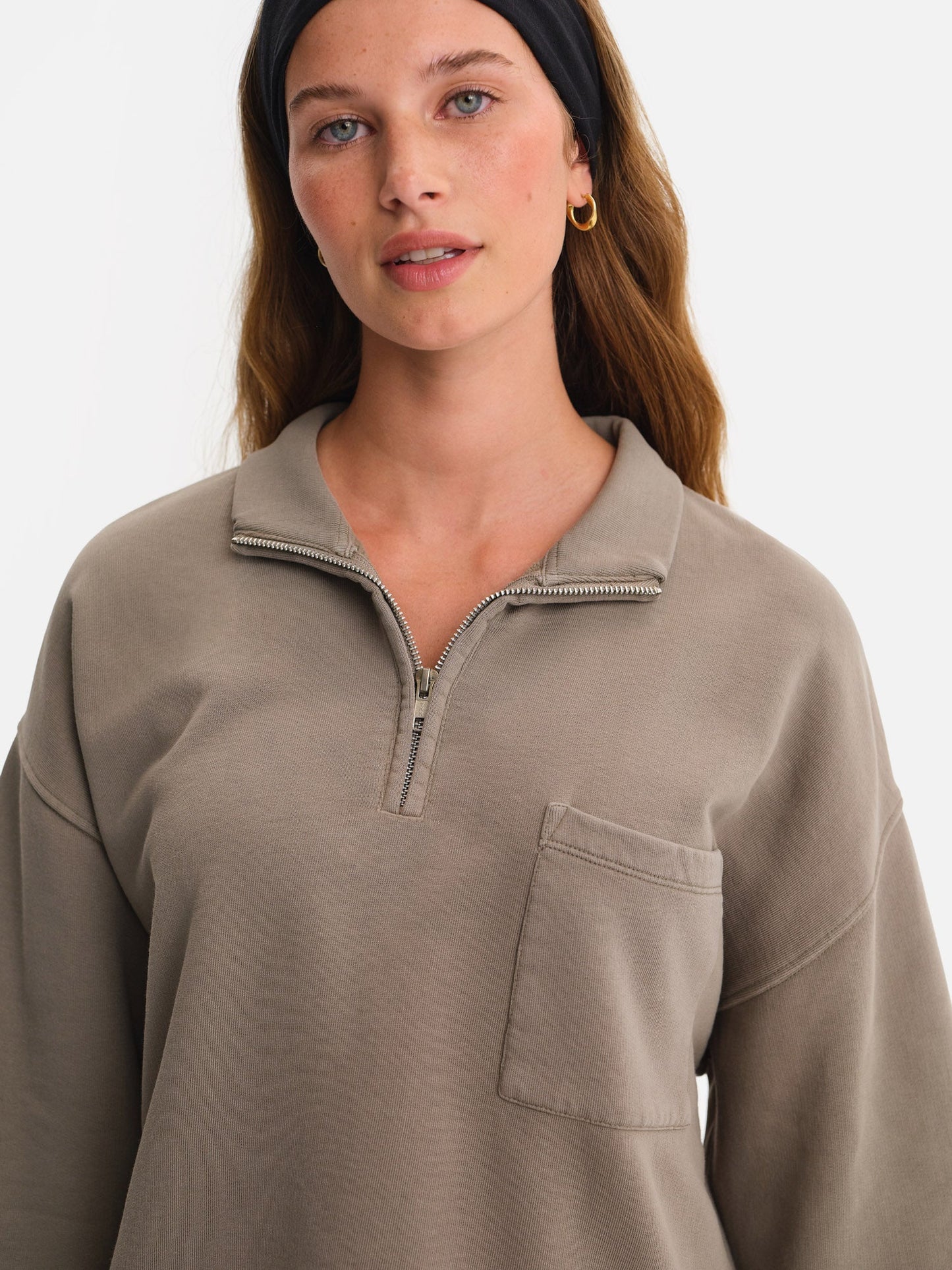Organic Fleece Cropped Half-Zip Sweatshirt