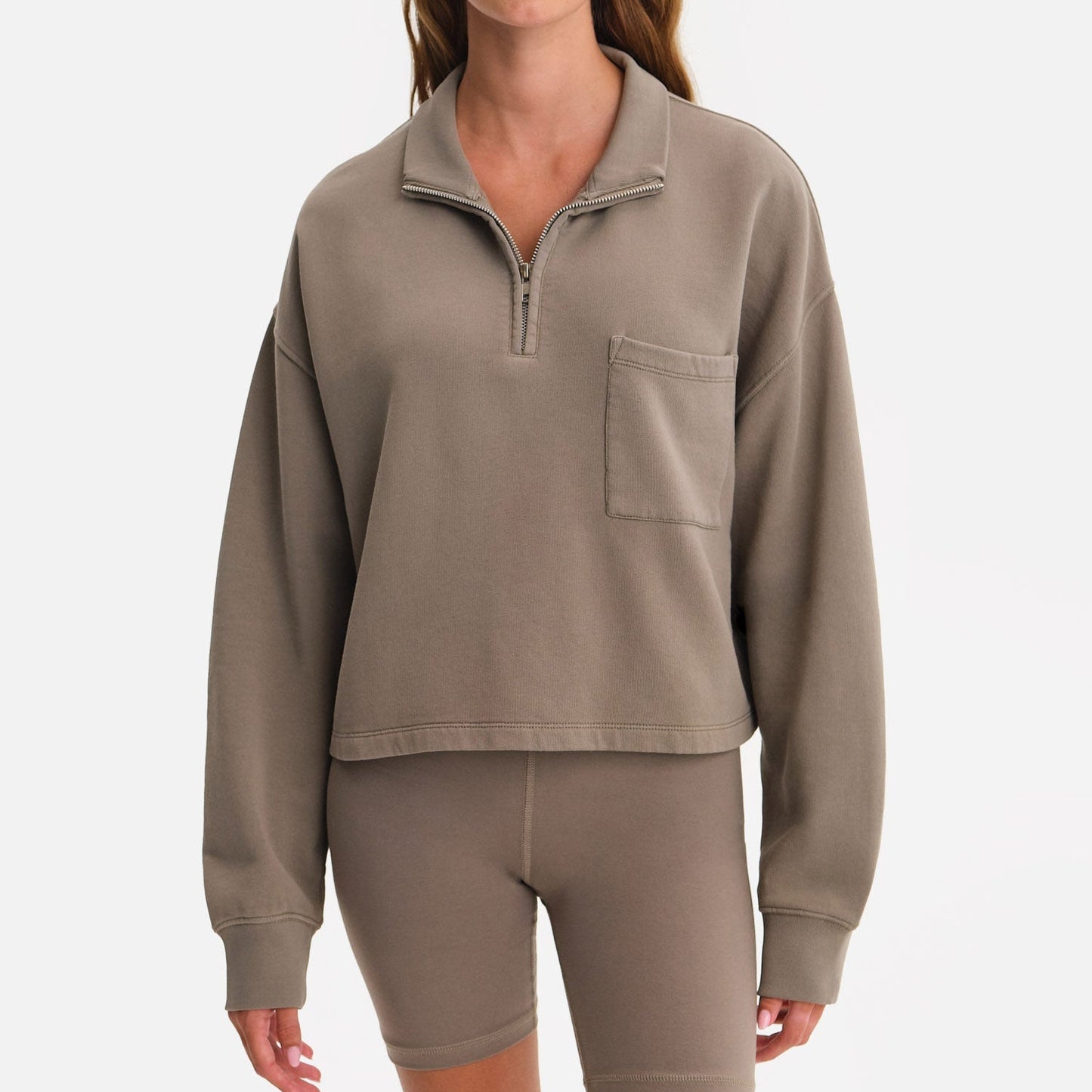 Organic Fleece Cropped Half-Zip Sweatshirt
