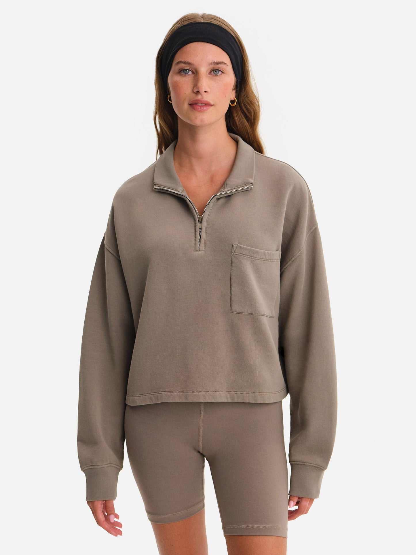 Organic Fleece Cropped Half-Zip Sweatshirt
