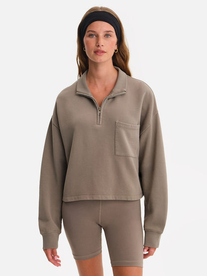 Organic Fleece Cropped Half-Zip Sweatshirt