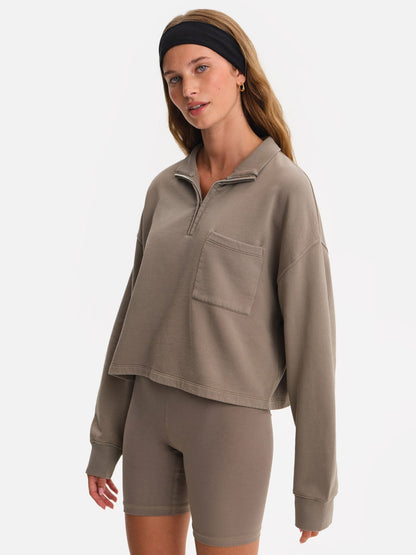 Organic Fleece Cropped Half-Zip Sweatshirt