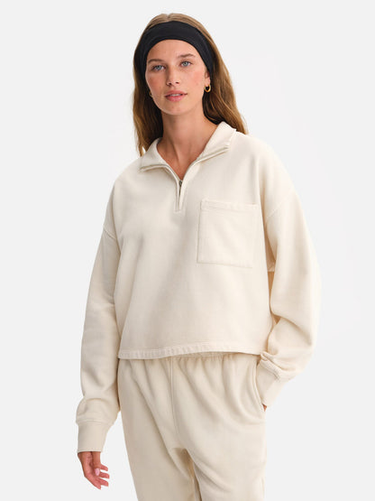 Organic Fleece Cropped Half-Zip Sweatshirt