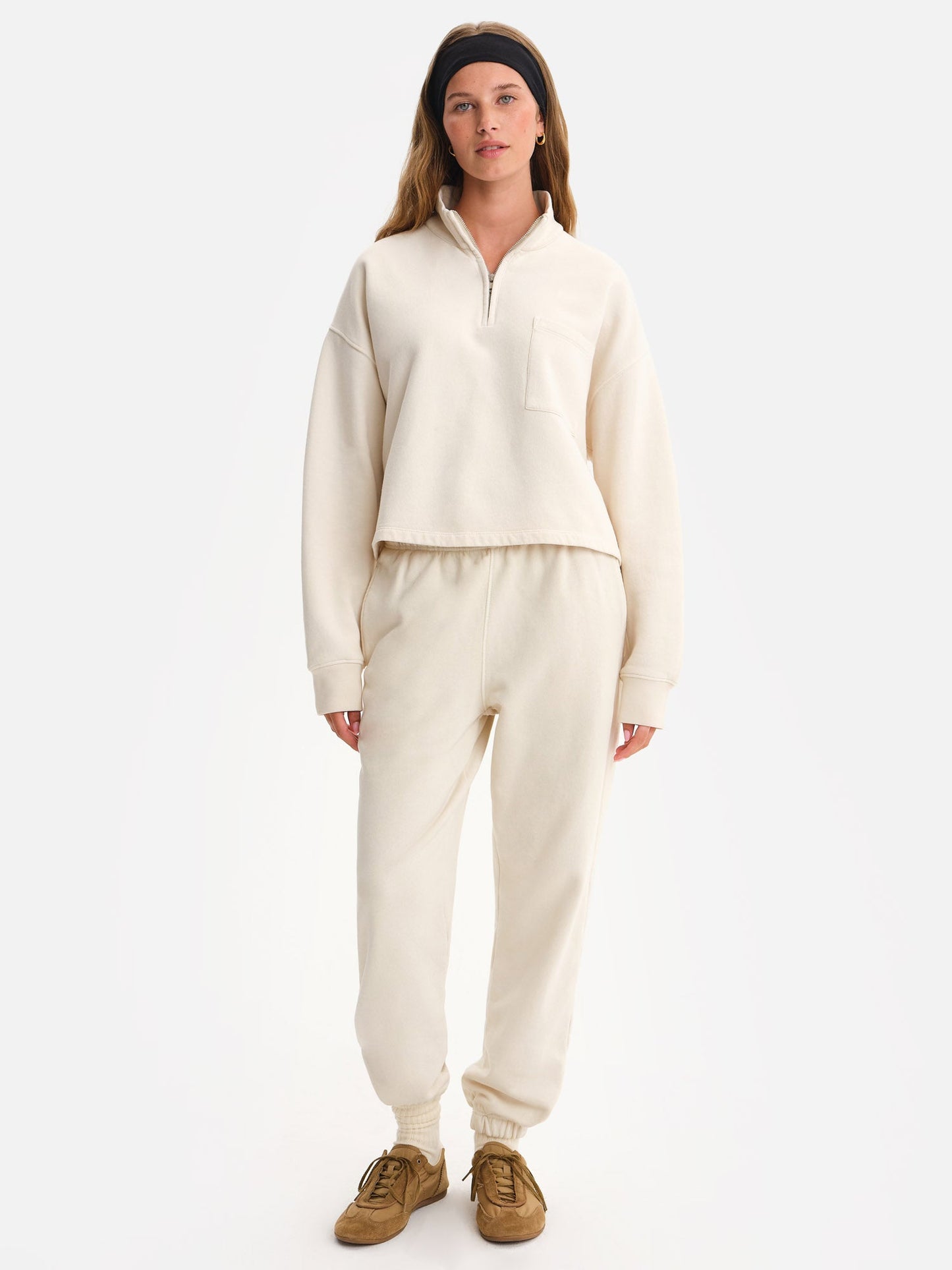 Organic Fleece Cropped Half-Zip Sweatshirt