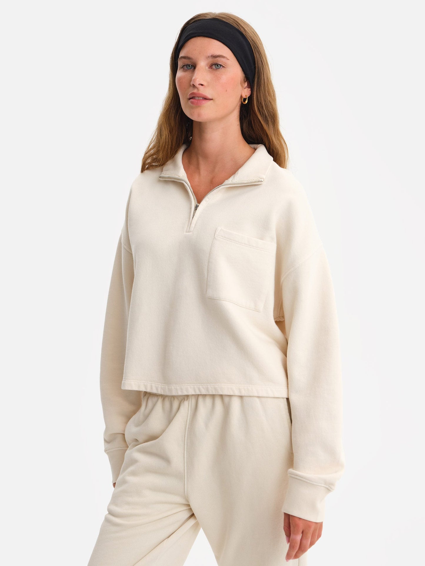 Organic Fleece Cropped Half-Zip Sweatshirt