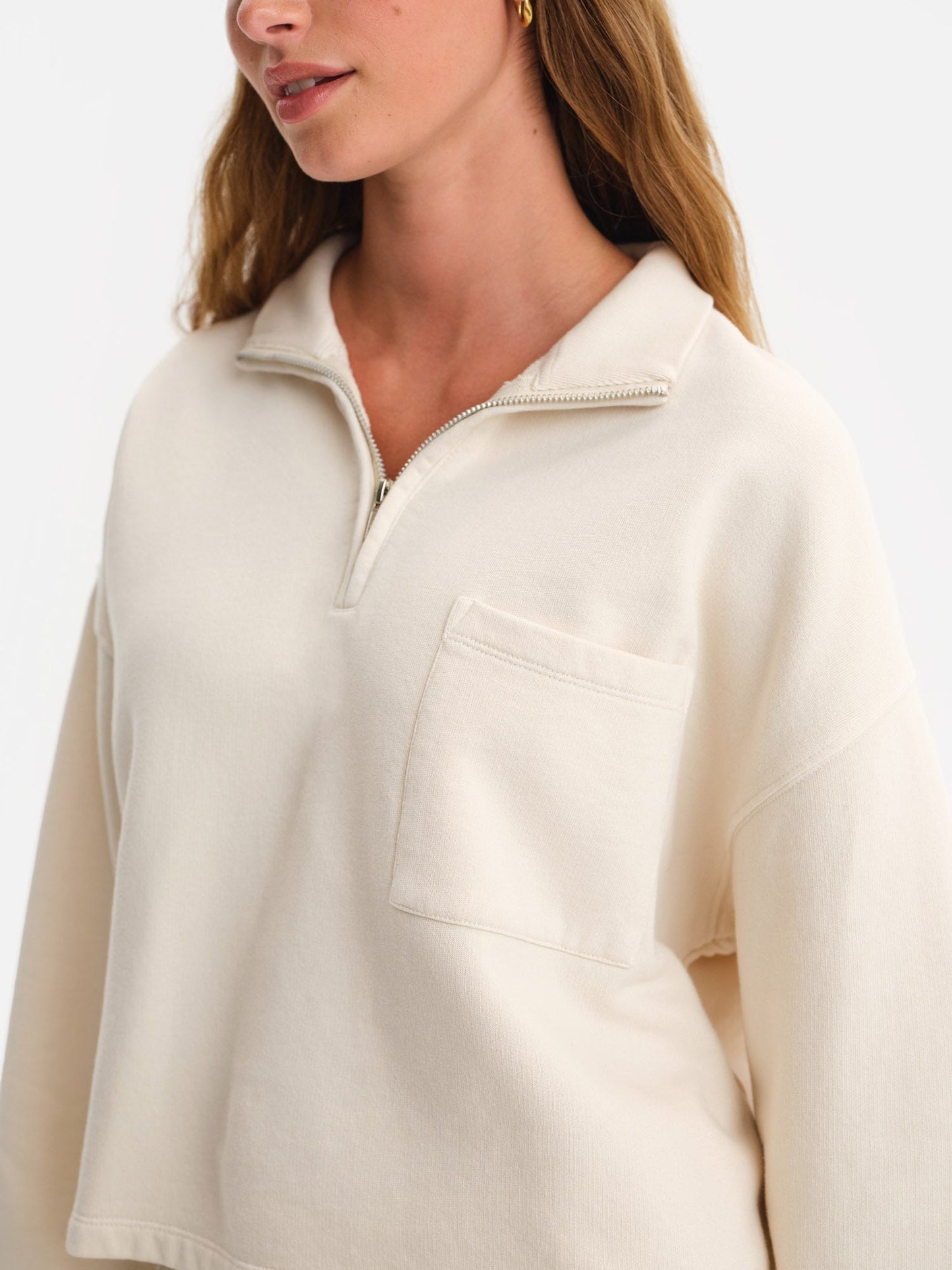 Organic Fleece Cropped Half-Zip Sweatshirt