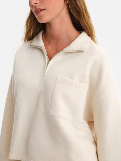 Organic Fleece Cropped Half-Zip Sweatshirt