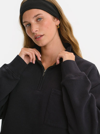 Organic Fleece Cropped Half-Zip Sweatshirt