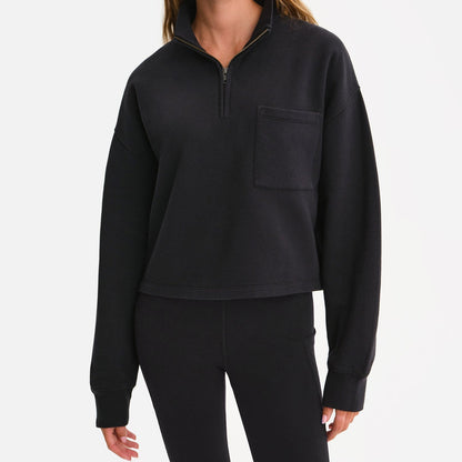 Organic Fleece Cropped Half-Zip Sweatshirt