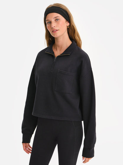 Organic Fleece Cropped Half-Zip Sweatshirt
