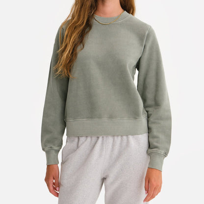 Organic Fleece Shrunken Crew Neck Sweatshirt