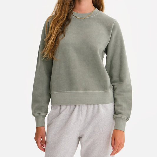 Organic Fleece Shrunken Crew Neck Sweatshirt