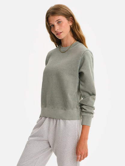 Organic Fleece Shrunken Crew Neck Sweatshirt
